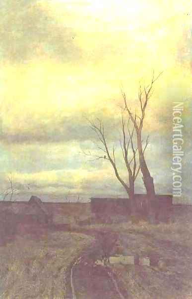 Autumn Road in a Village 1877 Oil Painting - Isaak Ilyich Levitan