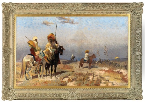 Ruckseitig Betitelt Tunesische Vorposten Oil Painting - Christian Georg Speyer