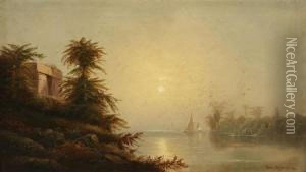 Sunrise Over The Nile Oil Painting - Herman Randolph