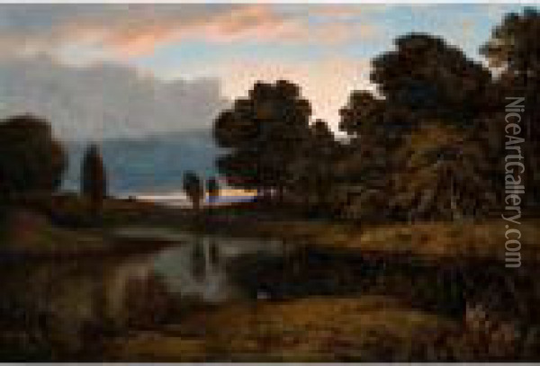 Sun Rise. Shropshire Oil Painting - John Glover
