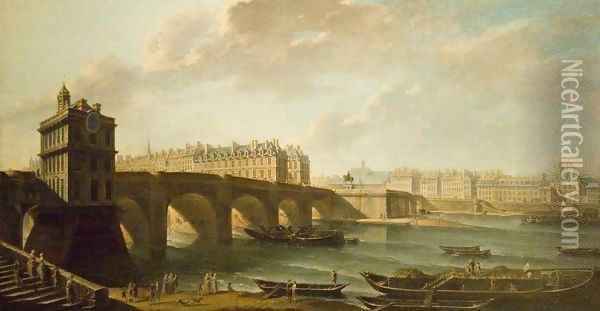 The Pont Neuf and the Samaritaine Oil Painting - Nicolas Raguenet