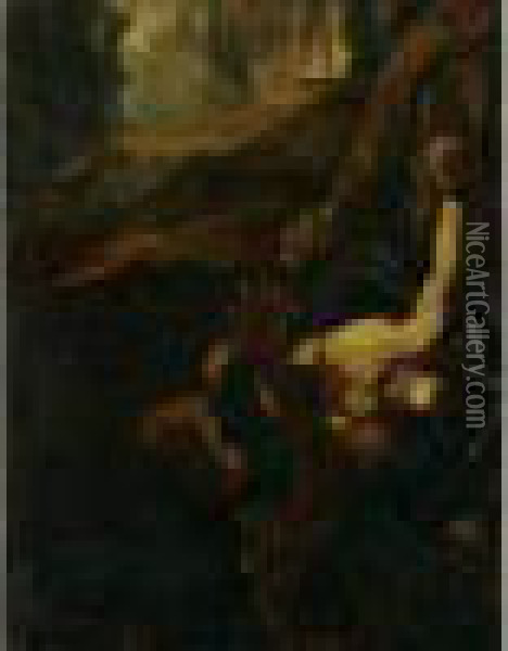 L'aigle De Jupiter Arrachant Le Foie De Promethee Oil Painting - Sebastian Bourdon