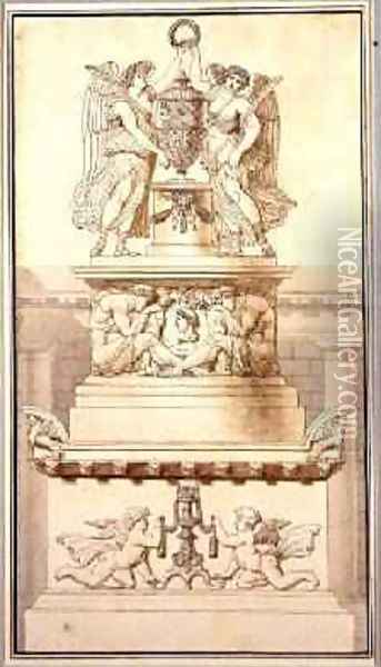 Design for a Funerary Monument to a Roman General 1800 Oil Painting - Charles Pierre Joseph Normand