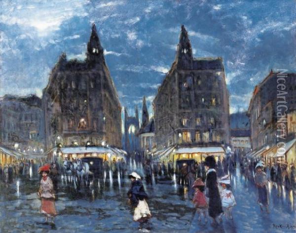 The Klotild Palaces In Evening Light Oil Painting - Antal Berkes