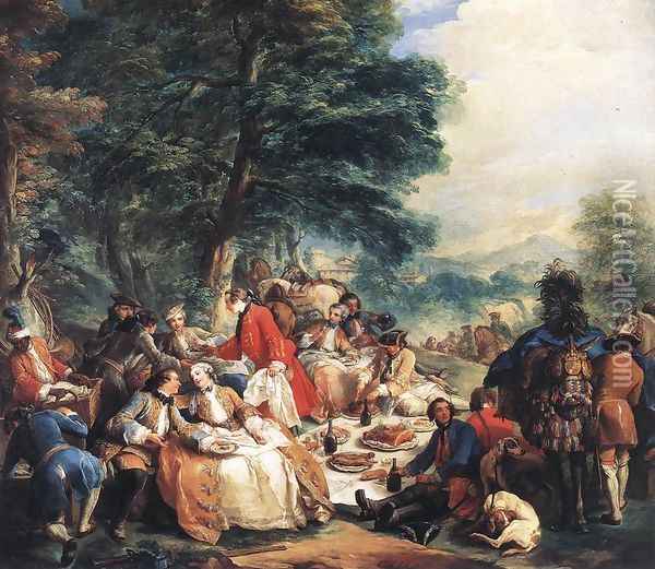Halt During the Hunt 1737 Oil Painting - Carle van Loo