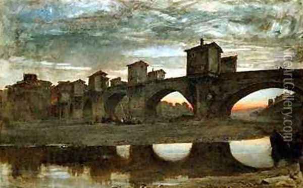 The Ponte alla Grecia before Demolition Florence Oil Painting - Albert Goodwin