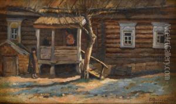 House In Vyatka Oil Painting - Efim Efimovich Volkov