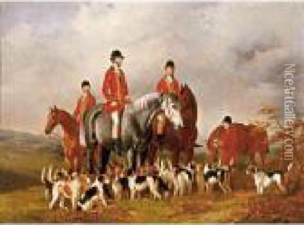 Charles Davis, Huntsman To Her Majesty, On Oil Painting - Henry Barraud