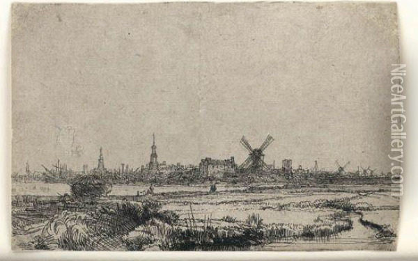 View Of Amsterdam From The North West Oil Painting - Rembrandt Van Rijn