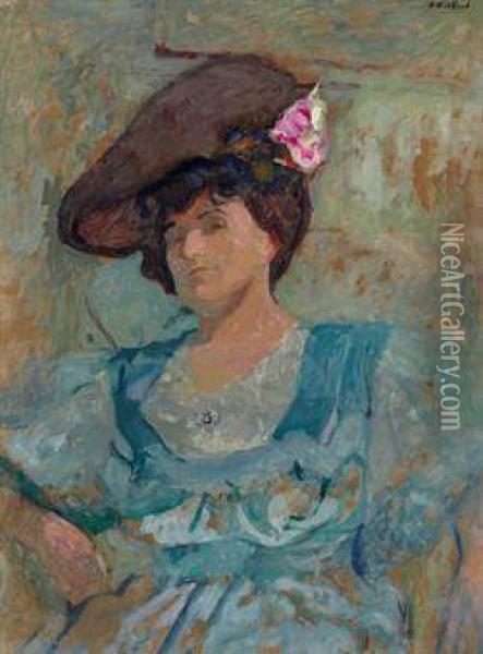Portrait De Lucy Hessel Au Chapeau Mousquetaire Oil Painting - Jean-Edouard Vuillard
