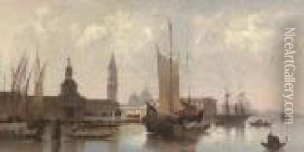 Vessels At The Dogana, Venice Oil Painting - Karl Kaufmann