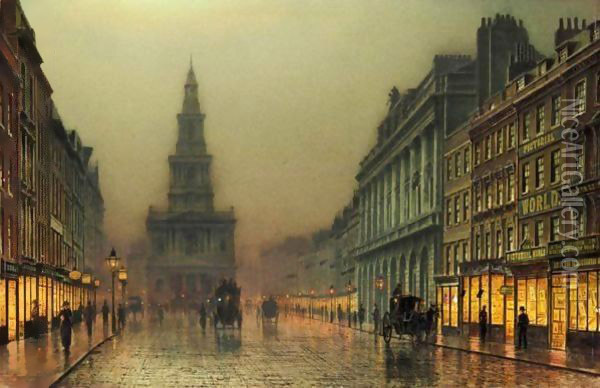 Evening On the Strand Looking Towards St Mary'S, London Oil Painting - John Atkinson Grimshaw
