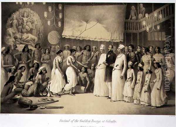 Festival of the Goddess Dourga at Calcutta, from Voyage in India, engraved by Louis Henri de Rudder 1807-81 pub. in London, 1858 Oil Painting - A. Soltykoff