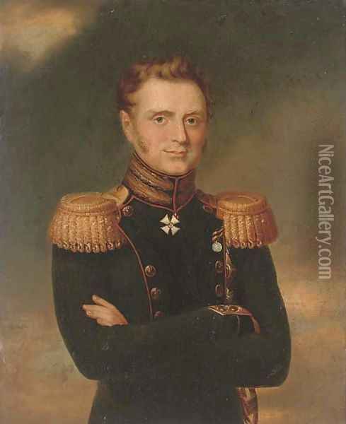 Portrait of Grand Duke Mikhail Pavlovich, waist length, in military dress Oil Painting - George Dawe