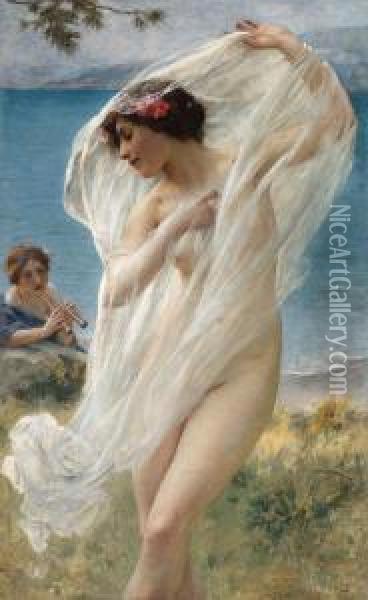 A Dance By The Sea Oil Painting - Charles Amable Lenoir