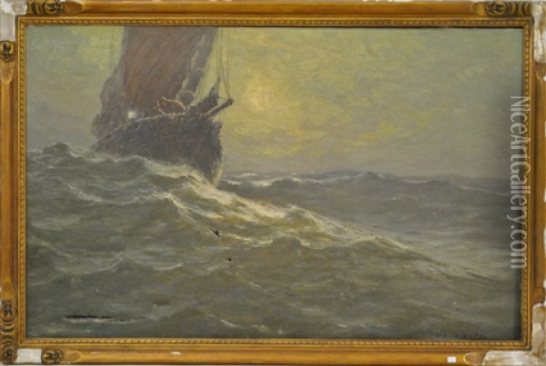 Bateau De Peche En Mer Agitee Oil Painting - Albert Isidore de Vos