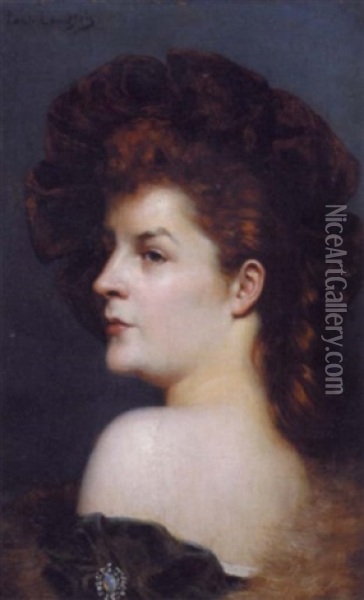 Femme Rousse Au Chapeau Oil Painting - Paul Langlois