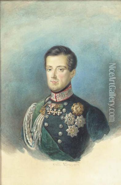 Portrait Of Carlo Alberto, King Of Sardinia (1798-1849) Oil Painting - Pietro Ayres
