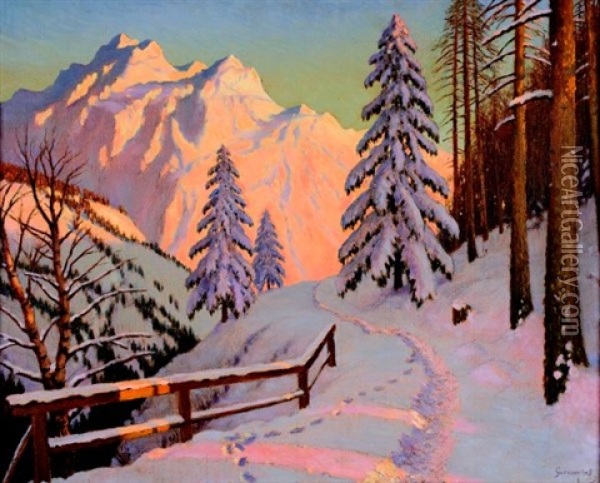 Near Gstaadt Oil Painting - Mikhail Markianovich Germanshev