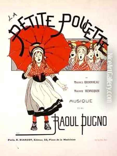 Reproduction of a poster advertising the operetta 'La Petite Poucette' Oil Painting - Louis-Maurice Boutet de Monvel