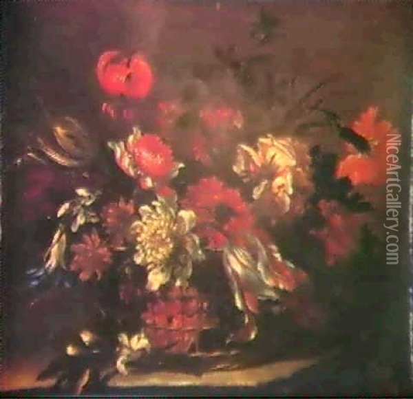 Panier De Fleurs Oil Painting - Nicolas Baudesson