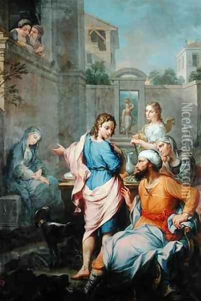 Tobias Asking Raguel for his Daughter, Sarahs, Hand in Marriage, 1733 Oil Painting - Pierre Parrocel