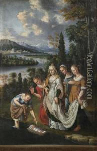 Die Auffindung Moses. Oil Painting - Albrecht Kauw