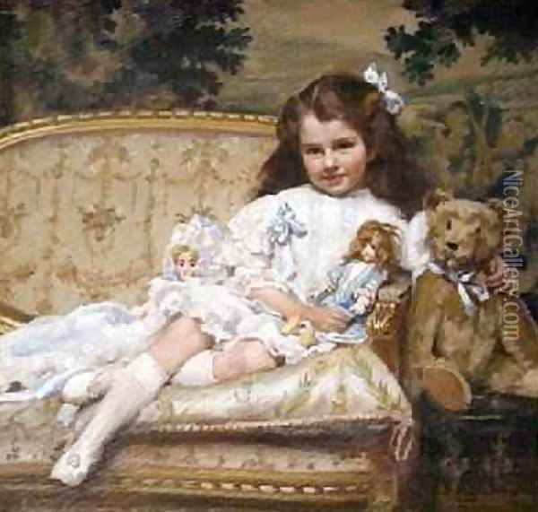 Portrait of Marjorie Cohen aged 5 Oil Painting - George Hall Neale