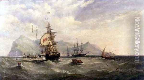 Outward Bound Entering Funchal Roads Madeira Oil Painting - William Adolphu Knell