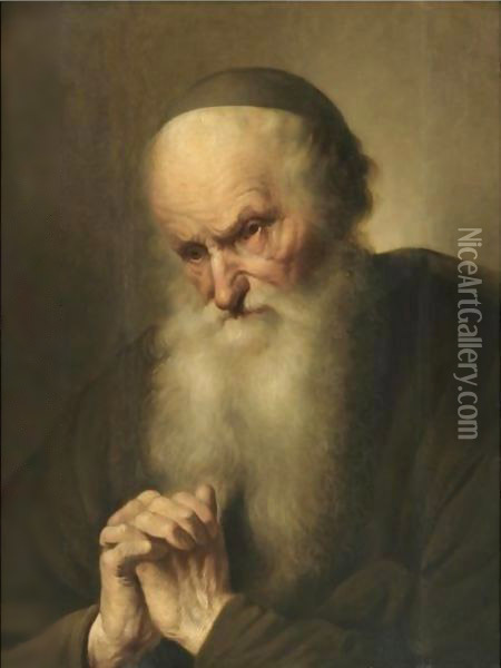 A Tronie Of An An Old Man At Prayer Oil Painting - Jacques des Rousseaux