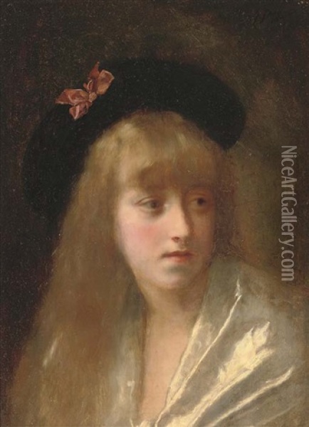 A Pensive Glance Oil Painting - Gustave Jean Jacquet