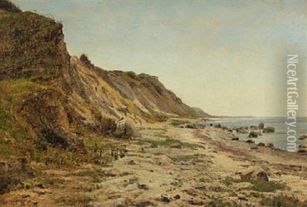 Coastal Scape Oil Painting - Janus la Cour