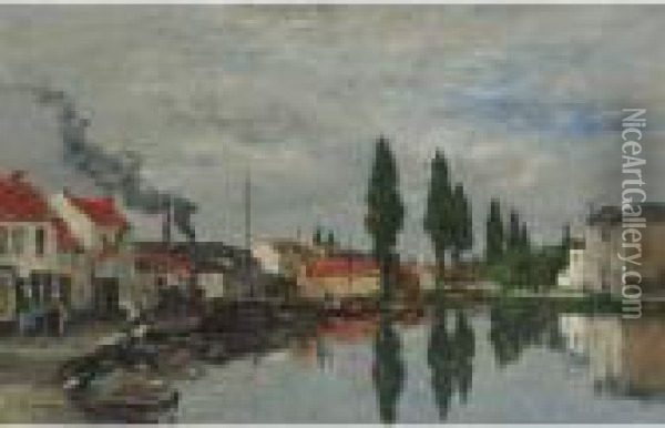 Bruxelles, Le Canal De Louvain Oil Painting - Eugene Boudin