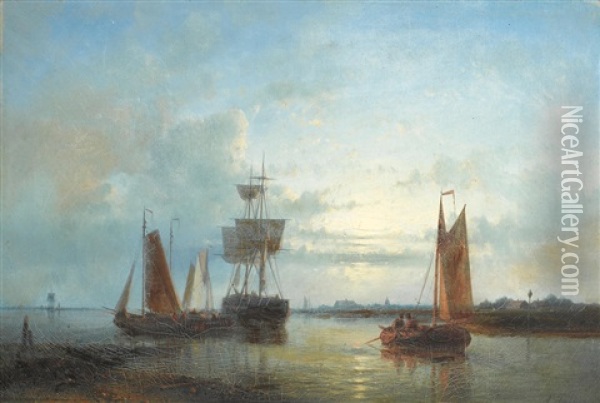 Dutch Shipping Off The Coast Oil Painting - Abraham Hulk the Elder
