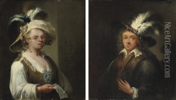 Portrait Of A Lady (+ Portrait Of A Gentleman; Pair) Oil Painting - Melchior Brassauw