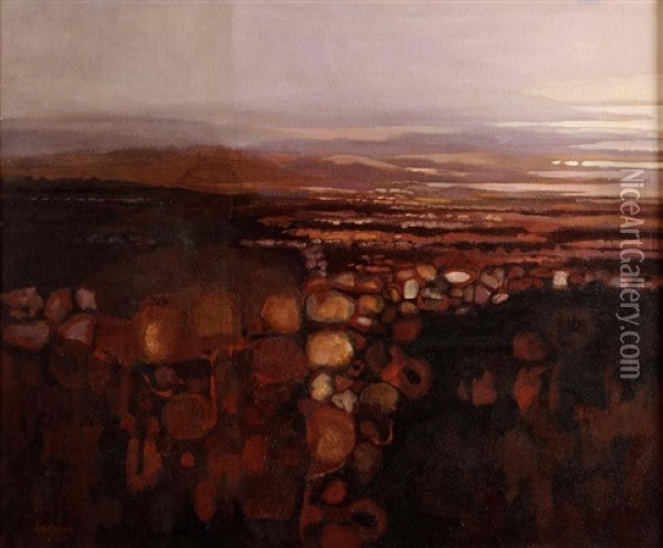 Figure In A Landscape, Connemara Oil Painting - Arthur Armstrong