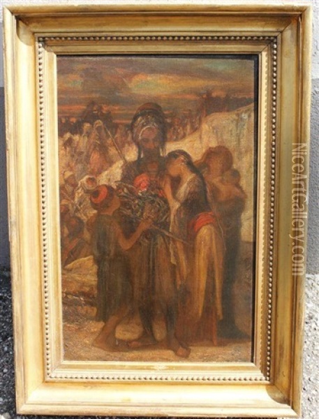 Portrait D'un Chef Arabe Avec Son Epouse Oil Painting - Louis Devedeux