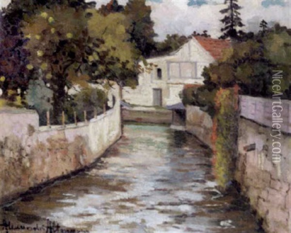 House By The River Oil Painting - Alexandre Altmann