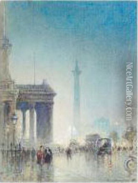 Trafalgar Square; St.james's Palace; People's Folly, Edinburgh Oil Painting - Percy Robertson