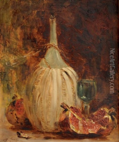 Nature Morte A La Grenade Eclatee Oil Painting - Charles Frederic Jung