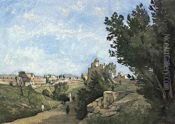 View of Villa d'Este Oil Painting - Henri-Joseph Harpignies