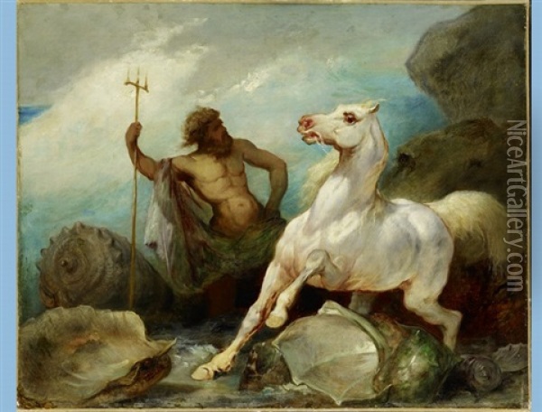 The Creation Of The Horse By Neptune Oil Painting - Edward Alexandre Odier
