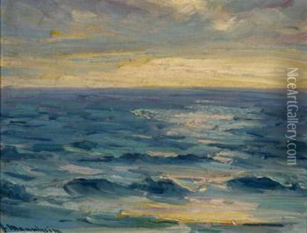 California Coastal View At Sunset Oil Painting - Jean Mannheim