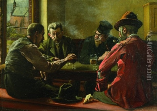 Wurfelspieler In Einem Gasthaus Oil Painting - Johannes Lodewijk Moerman
