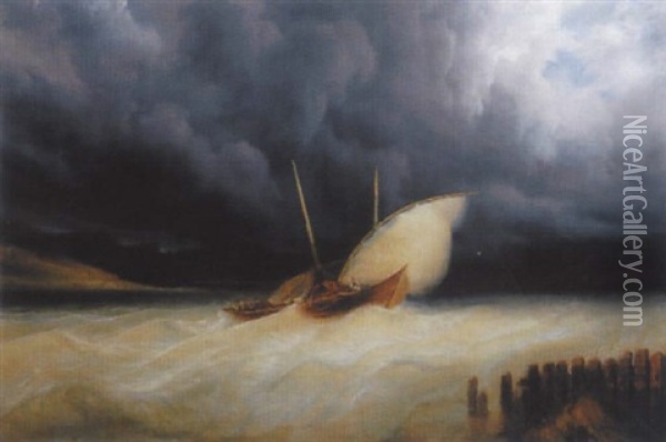Sturm Auf Dem Genfersee Oil Painting - Francois Diday