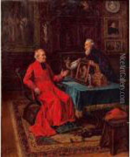 Le Cardinal Amateur De Peinture Oil Painting - Gaston Bonfils