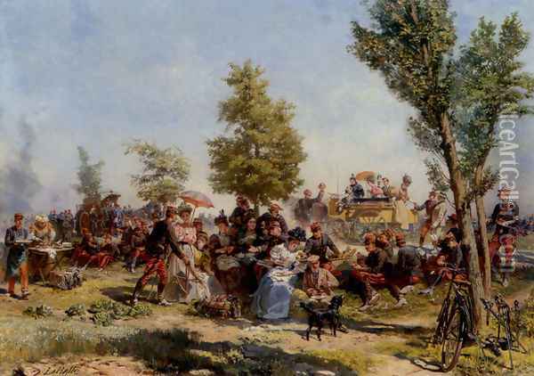 Independence Day Festival Oil Painting - Charles-Dominique-Oscar Lahalle