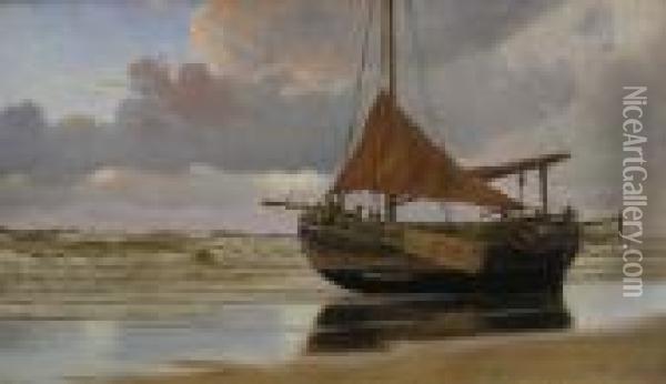 L'embarcation Oil Painting - Christian Vigilius Blache