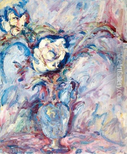 Bouquet Au Vase Bleu Oil Painting - Paul Kron