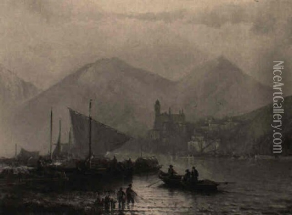 An Einem Oberitalienischen See Oil Painting - Alfred Eduard Agenor de Bylandt